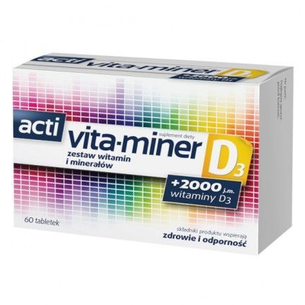 Acti Vita-miner D3, 60 tabletek witaminy 2000 j.m.