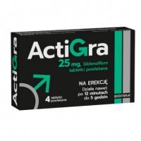 Actigra 25 mg, 4 tabletki powlekane potencja LEK