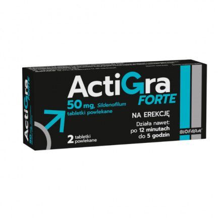 Actigra Forte 50 mg 2 tabl powlekane potencja LEK