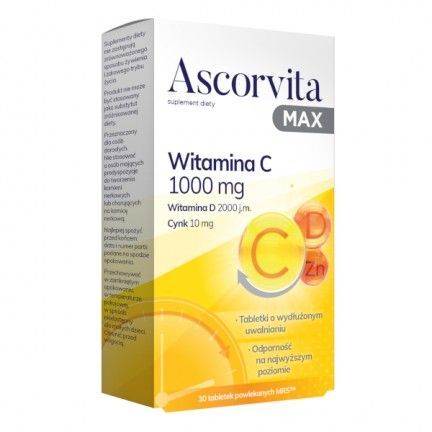 Ascorvita MAX, 30 tabletek powlekanych witamina C