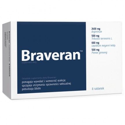 Braveran, 8 tabletek mężczyzna potencja erekcja