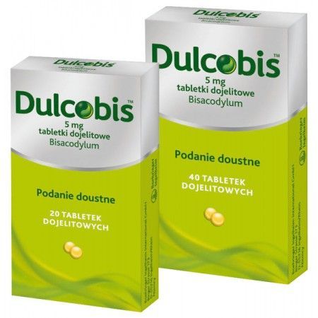 Dulcobis 5 mg, 20 tabletek dojelitowych zaparcia