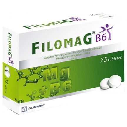 Filomag B6 40 mg jonów magnezu + 5 mg, 75 tabletek