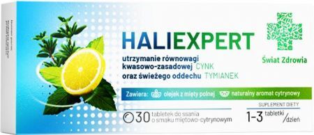 Haliexpert, 30 szt. Utrzymanie świeżego oddechu (tymianek) i równowagi kwasowo zasadowej (cynk)