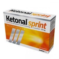 Ketonal Sprint 25 mg, granulat do sporządzania roztworu doustnego, 12 saszetek