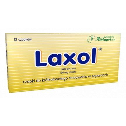 Laxol, 100 mg, 12 czopków zaparcia przeczyszczające