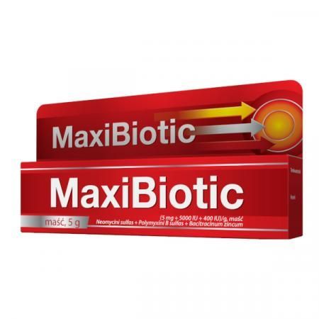 Maxibiotic, (5 mg + 5000 IU + 400 IU)/g, maść, 5 g antybiotyk rany 5 g