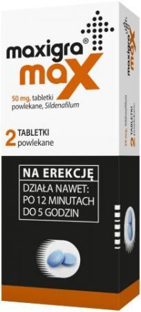 Maxigra Max 50 mg x 2 tabl potencja Sildenafil