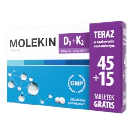 Molekin D3 + K2, 45 +15 tabletek odporność