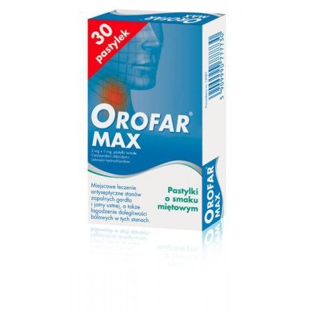 Orofar Max 2 mg + 1 mg gardło 30 pastylek twardych