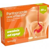 Pantoprazole Genoptim SPH 20 mg, 14 tabletek dojelitowych zgaga żołądek