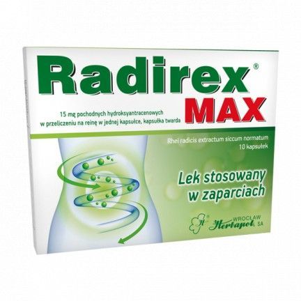Radirex Max 15 mg 10 kaps układ pokarmowy zaparcia