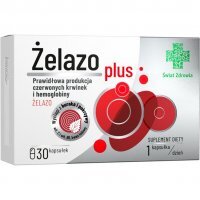 ŻELAZO PLUS 30 kaps prawidłowa produkcja czerwonych krwinek i hemoglobiny